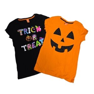 HALLOWEEN jack 'o‎ lantern and trick or treat short sleeve tee shirts XL 14/16